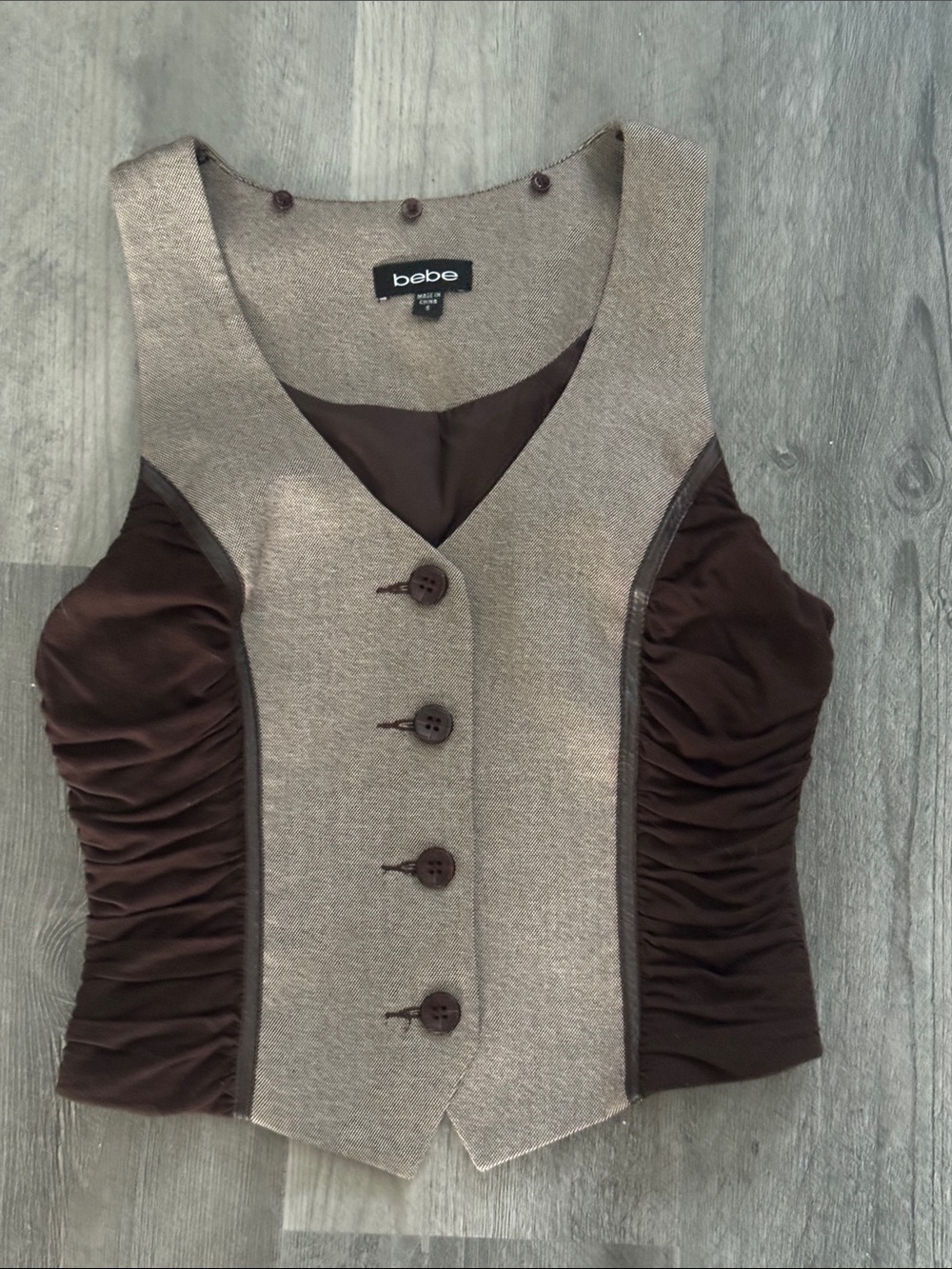 bebe Vest in Cocoa (Summer)w/Tan & Brown Size Small